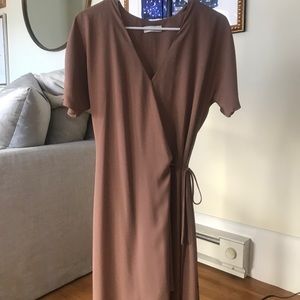 Bronze Aritzia wrap dress